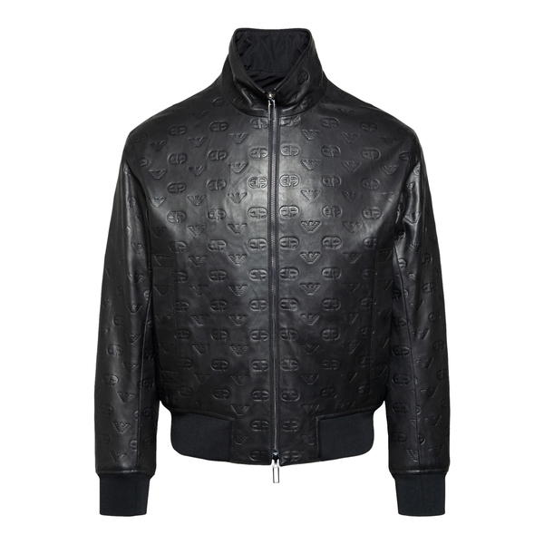 Emporio Armani Monogram Embossed Black Bomber Jacket 2Hit Store