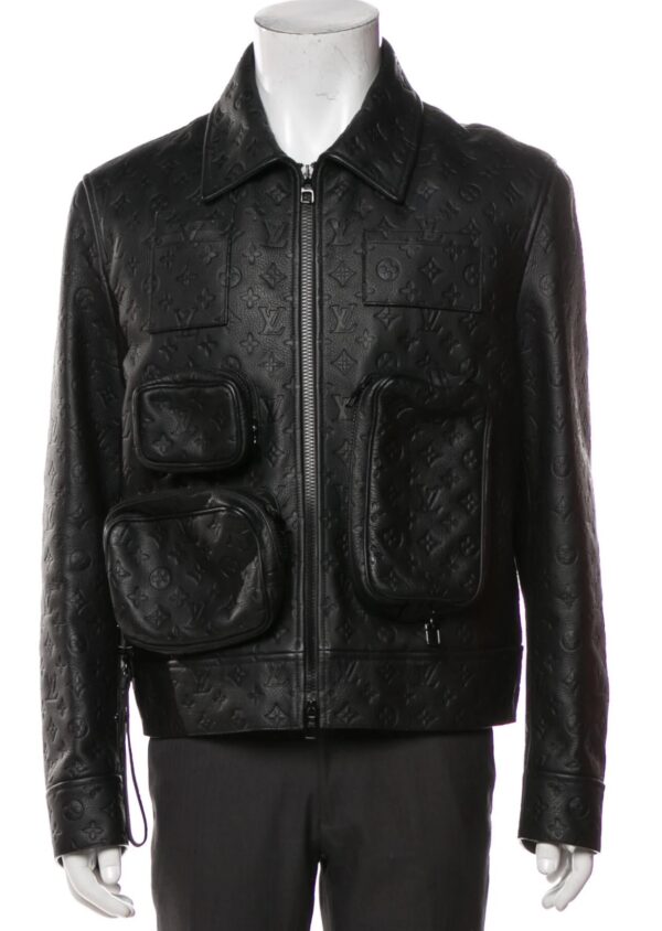 Louis Vuitton Monogram Embossed Black Utility Leather Jacket - 2Hit Store