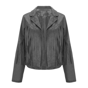 Grey Suede Long Fringe Jacket