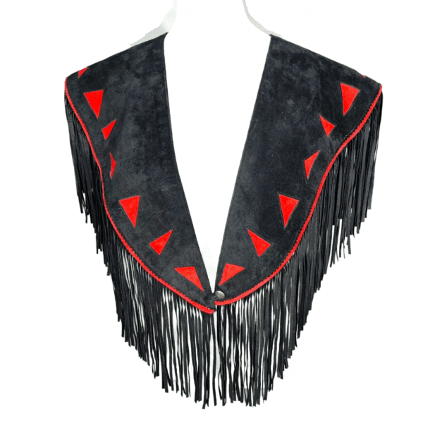 Black Suede Fringe Cape Shawl