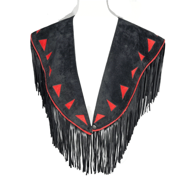 Black Suede Fringe Cape Shawl