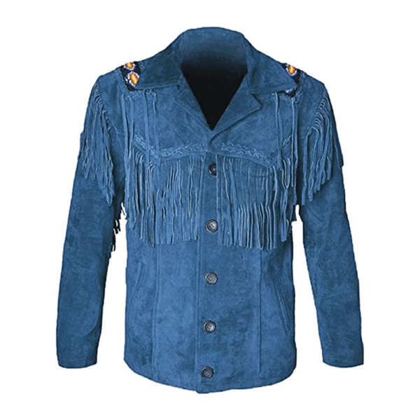 Fringe Jacket For Men Blue