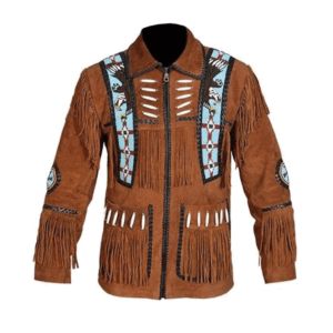 Fringe Jacket For Men Brown Eagle Beads