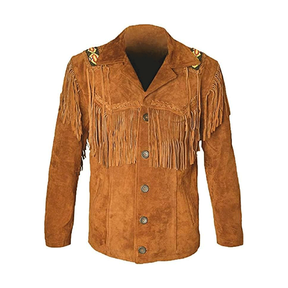 Fringe Jacket For Men Brown