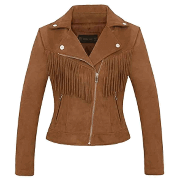 Women's Brown Suede Fringe  Jacket