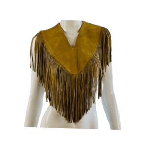 Brown Suede Fringe Cape Shawl