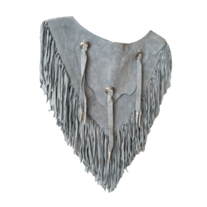 Grey Suede Fringe And Concho work Cape Shawl