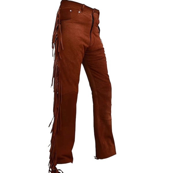 Fringe Pants Brown Suede