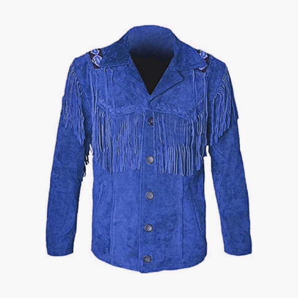 Fringe Jacket For Men Navy Blue