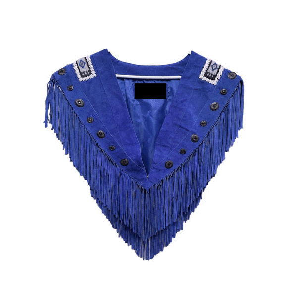 Suede Leather cape shawl Blue