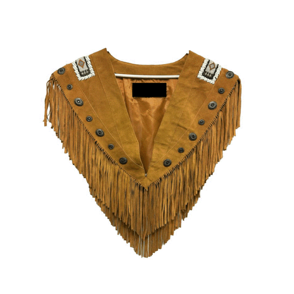 Suede Leather cape shawl golden