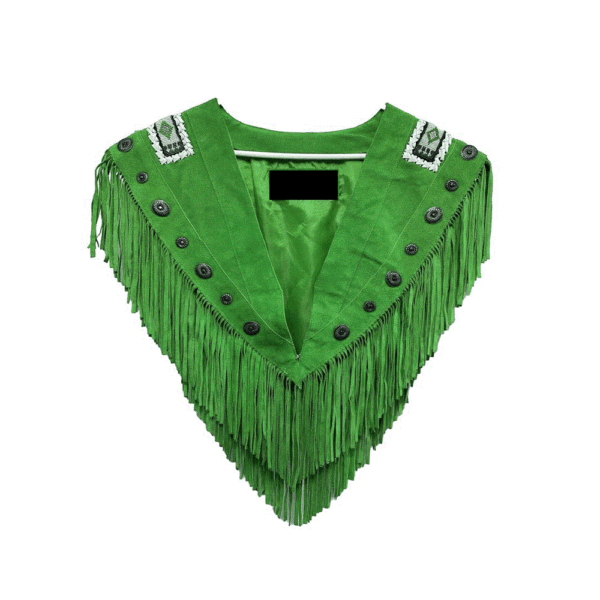 Suede Leather cape shawl green