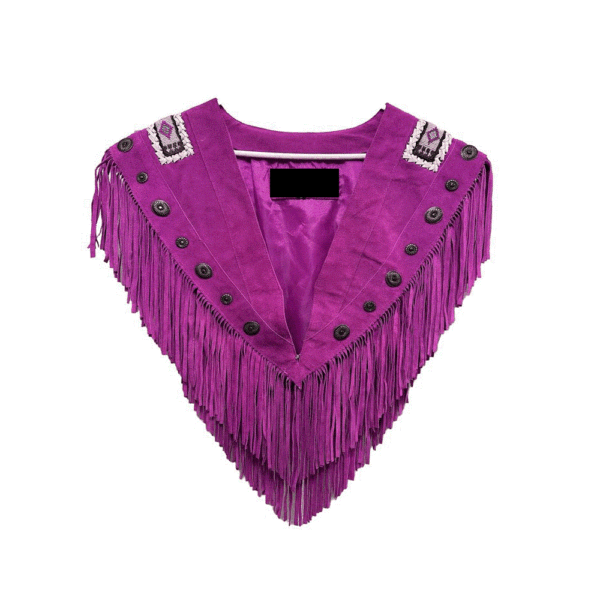 Suede Leather cape shawl pink