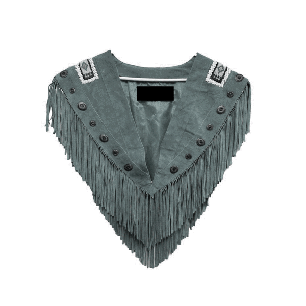 Suede Leather cape shawl grey