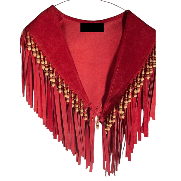 RED SUEDE FRINGE CAPE SHAWL