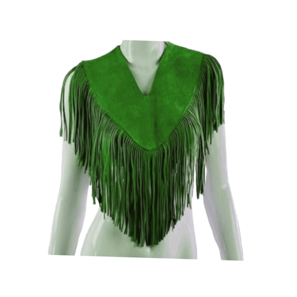 Suede Fringe Cape Shawls For Woman CPW562 - Image 4