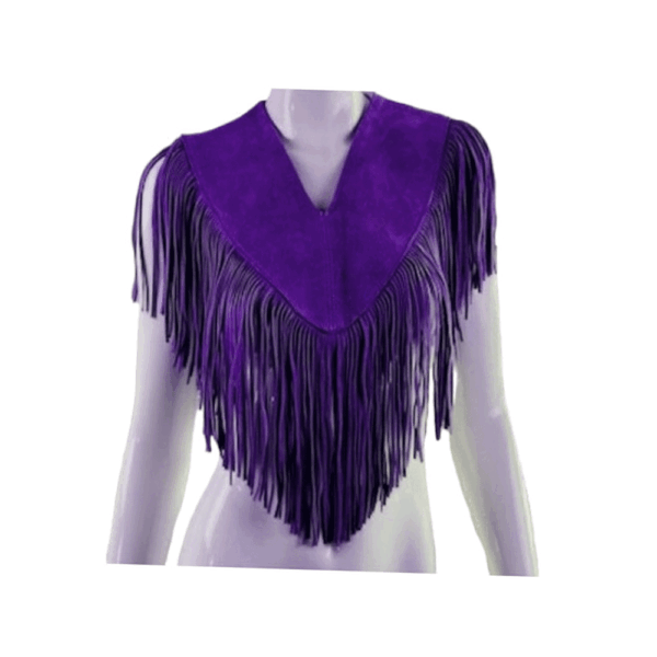 Suede Fringe Cape Shawls For Woman CPW562 - Image 7
