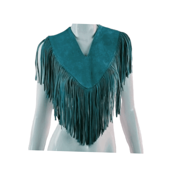 Suede Fringe Cape Shawls For Woman CPW562 - Image 9