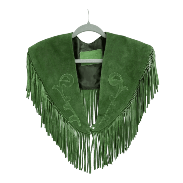 SUEDE FRINGE SHOULDER COVER GREEN