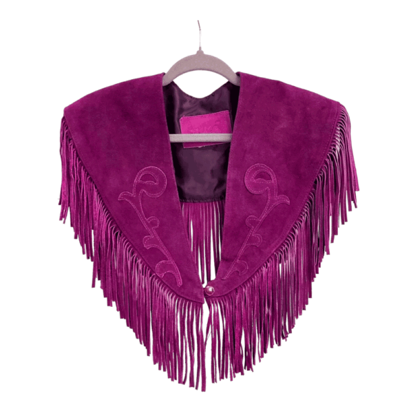 SUEDE FRINGE SHOULDER COVER PINK