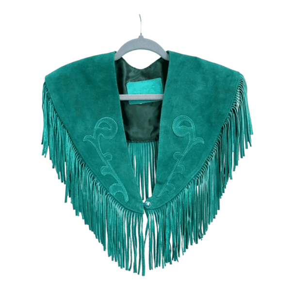 SUEDE FRINGE SHOULDER COVER TURQO