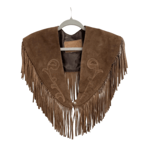 SUEDE FRINGE SHOULDER COVER BROWN