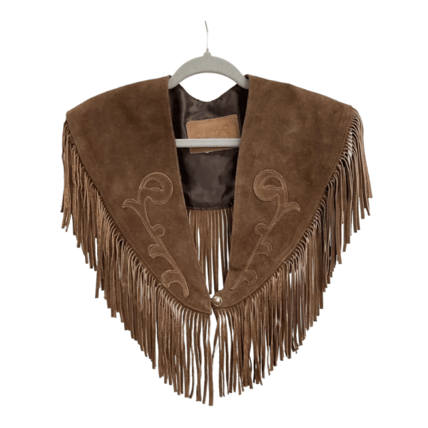 SUEDE FRINGE SHOULDER COVER BROWN