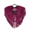 SUEDE FRINGE SHOULDER COVER BURGUNDY