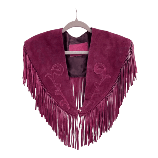 SUEDE FRINGE SHOULDER COVER BURGUNDY