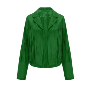 Green Suede Long Fringe Jacket