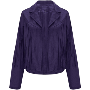 Women Purple Suede Leather Fringe Jacket