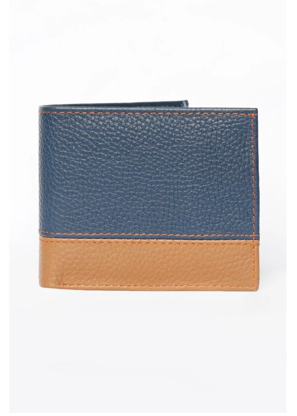 leather wallet 2 tone tan and Blue