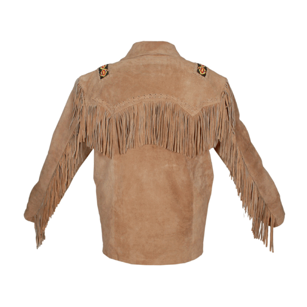 Brown Suede Leather Fringe Leather Jacket For Men MWJ859 - Image 4