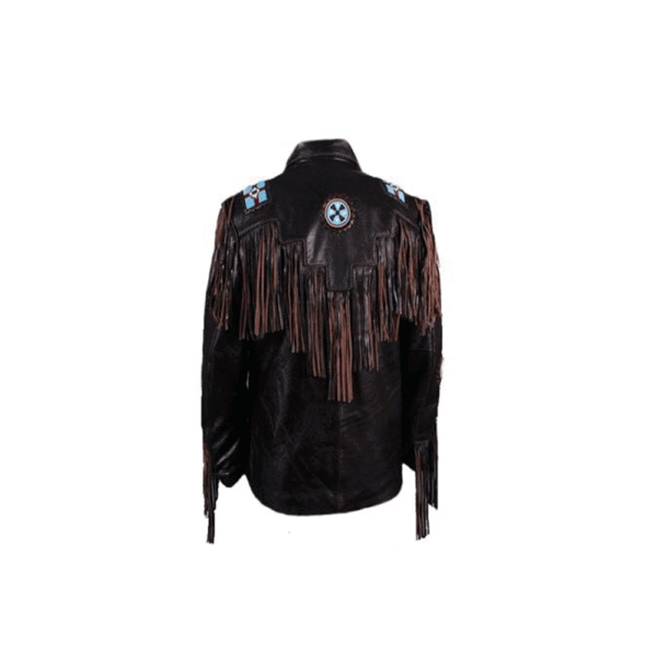 BLACK-LEATHER-JACKET-EAGLE BEADS