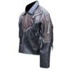 Black Leather Fringe Arrow Beaded Jacket MWJ844 - Image 4