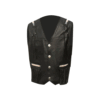 Black Pure Leather Fringe Beaded Vest For Men