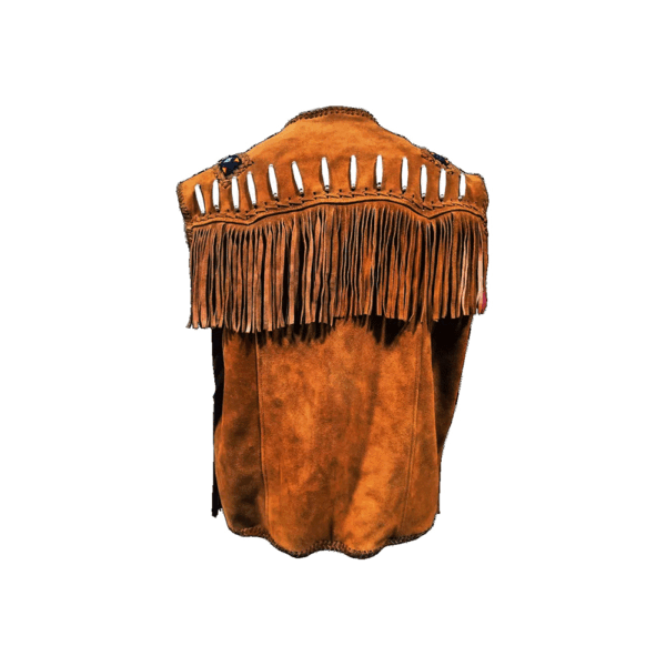 MENS-WESTERN-FRINGE VEST-BROWN