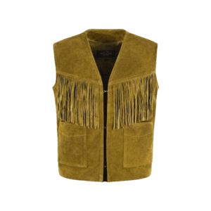 Tan Suede Leather Fringe Vest For Men