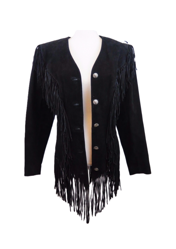 black suede fringe jacket
