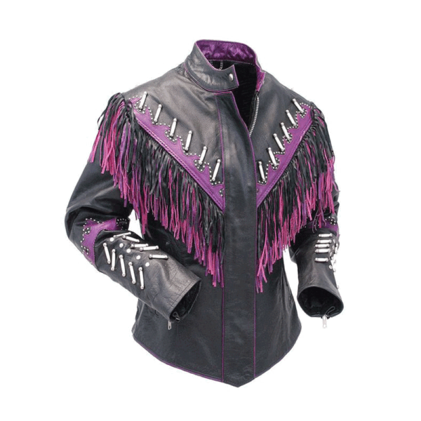 black & pink fringe jacket