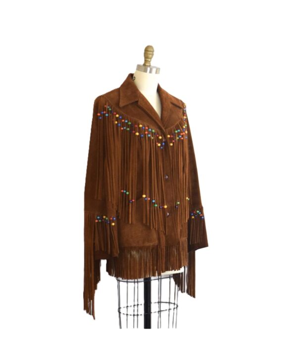 Brown Suede Long Fringe Jacket for woman