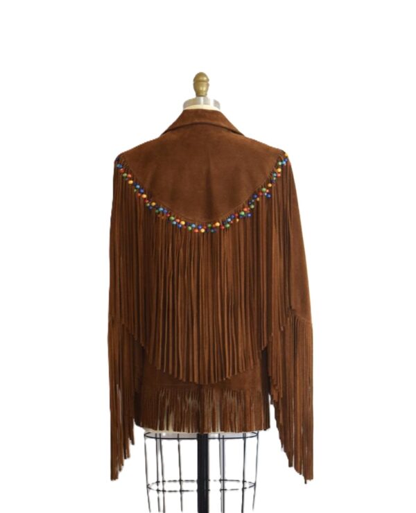 Brown Suede Leather Long Fringe Cowgirl Western Jacket WJ961 - Image 4