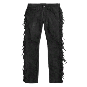 black suede leather fringe pants for mens