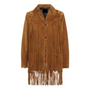 LONG FRINGE BROWN SUEDE COAT
