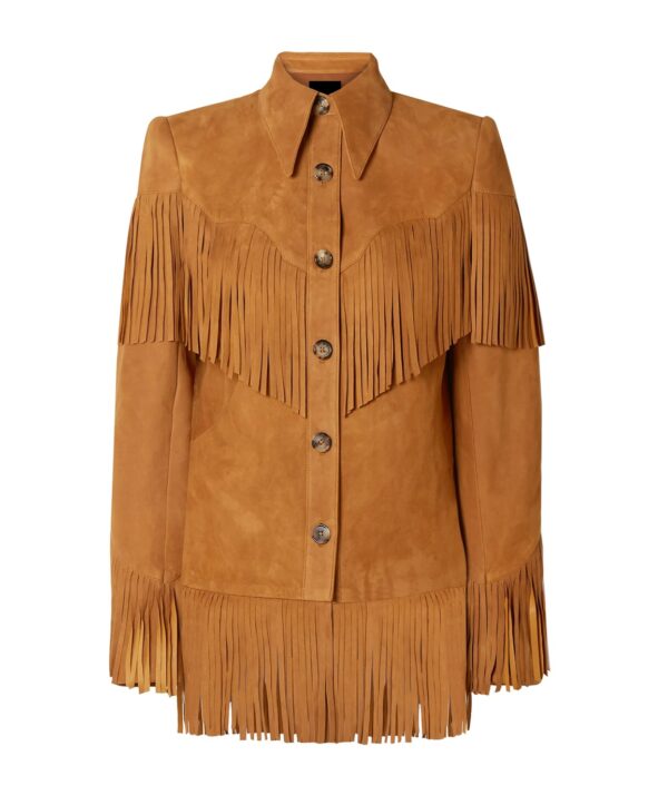 brown Suede Fringe Coat jacket