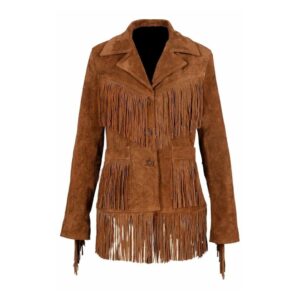 BROWN SUEDE FRINGE JACKET FOR WOMAN
